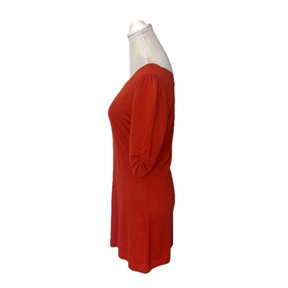 Banana Republic Ruched Sleeve Shift Dress in Burnt Tangerine Medium NWT - Picture 7 of 12